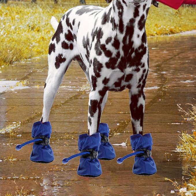 POPETPOP Doggie Rain Boots - 3 Sets of 12 Dog Boots, Non-Slip Paw Protectors with Adjustable Straps for Medium and Small Dogs