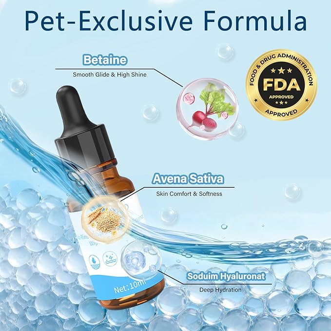 2PCS Waterless Cat Shampoo Essence with Pink Detangling Spray Brush, Hypoallergenic Concentrate for Sensitive Skin, No-Rinse Formula Helps Manage Shedding & Maintain Coat Health,0.34 oz*2 (Blue)