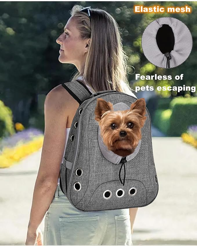 Small Dog Cat Chest Backpack Carrier,Large Space Ventilated Front Facing Backpack Carrier for Puppy,Lightweight Doggy Backpack for Hiking,Camping,Travel,Outdoor,Max 12 lbs(‌Gray)