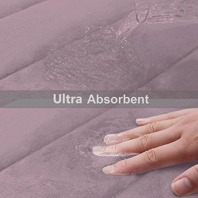 Buganda Memory Foam Bath Mat, 44" x 24", Ultra Soft and Non-Slip Bathroom Rugs, Water Absorbent and Machine Washable Bath Rug Runner for Bathroom, Shower, and Tub, Mauve