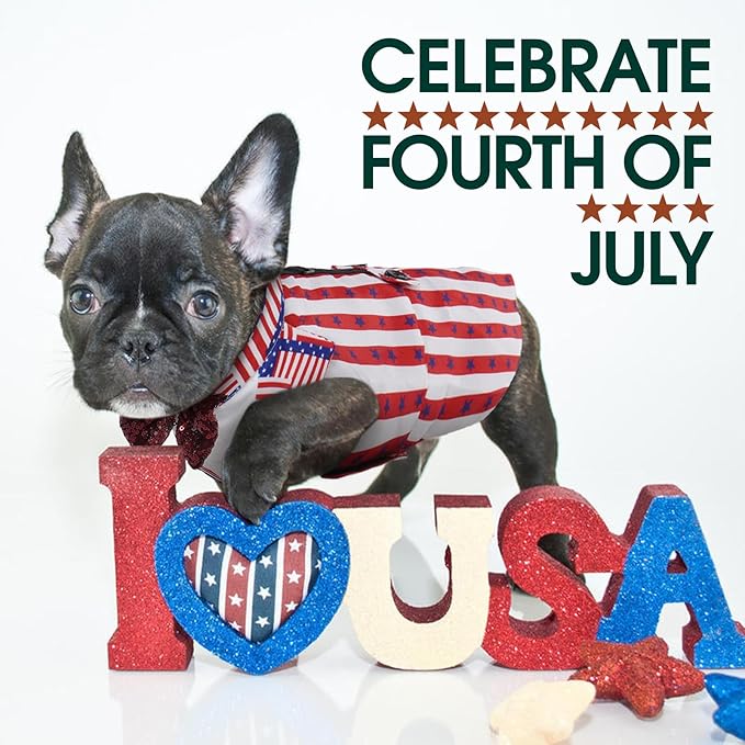 Kuoser Independence Day Dog Tuxedo and Bandana Set, 4th of July Dog Costume with Bow Tie for Large Dogs