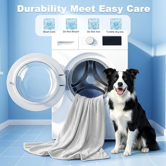 ZOMISIA Cooling Blanket for Small Dogs - Breathable Air-Core Fill Lightweight Pet Mat, Soft Cold Blanket Washable for Summer, Grey, 25"x35"
