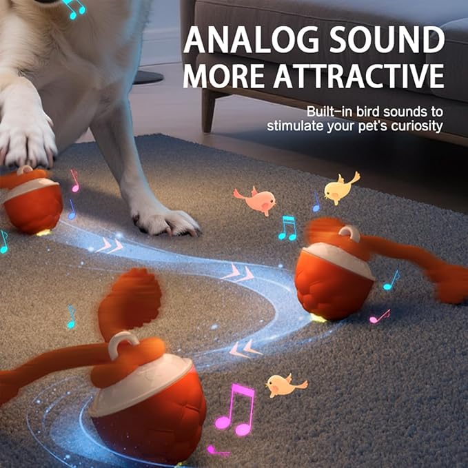 Power Tail 2.0 Pet Toy, Motion Activated Interactive Dog & Cat Toy - Squeaky Active Rolling Ball with Flashing Colorful Lights, Smart Jumping Ball for Small & Medium Pets