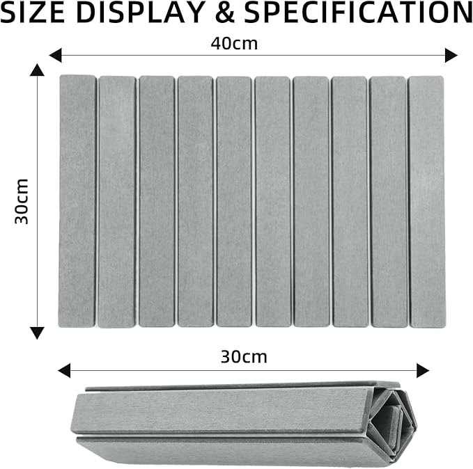 Stone Dish Foldable Drying Mat - Super Absorbent Fast Drying Stone Mat for Kitchen Counter, Dish, Pet Bowl & Plant Pot - Eco-Friendly, Non-Slip, Easy to Clean,16×12 Inches (Dark Gray)