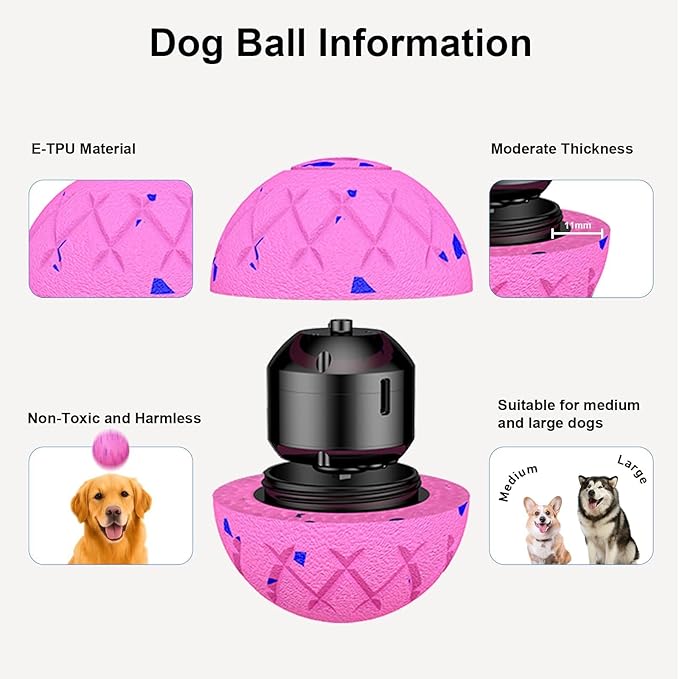 Moving Dog Toy, Interactive, Bouncing and Rotating, Silent Foam Material, IP54 Waterproof Rating, Smart Active Rolling, Stimulation Toys for Medium and to Keep Them Busy (Red)