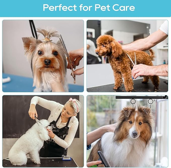 Adjustable Dog Grooming Arm with Dual Clamp, 23″–35″ Height, Dog Grooming Table Arm with Hammock and No-Sit Holder, Grooming Restraint for Small Medium Dogs at Home or Salon