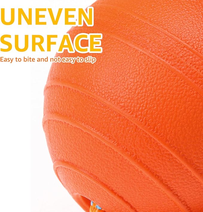 SCENEREAL Floating Dog Pool Toys - Ball on Rope Fetch and Tug-of-War Toy for Medium Large Dogs Outdoor Training, EVA Rubber Water Pet Interactive Toys for Summer Beach, Orange