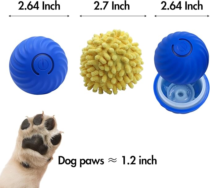 Interactive Dog Ball Toys for Pet Dogs,Smart Electric Small Medium Dog Toys to Keep them Busy,Automatic Rolling Jumping Balls with 2 Cover for Dogs,Rechargeable Balls,Not for Aggressive Chewers,Blue