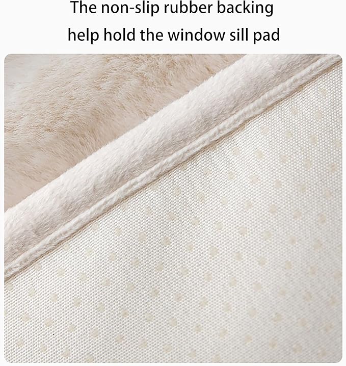 Soft Cat Window Sill Pet Pad Perch,Fluffy Windowsill Pet Mat Pillow Seat Bed, Cat Cushion for Window Sill Mat (Beige, 16"x24")