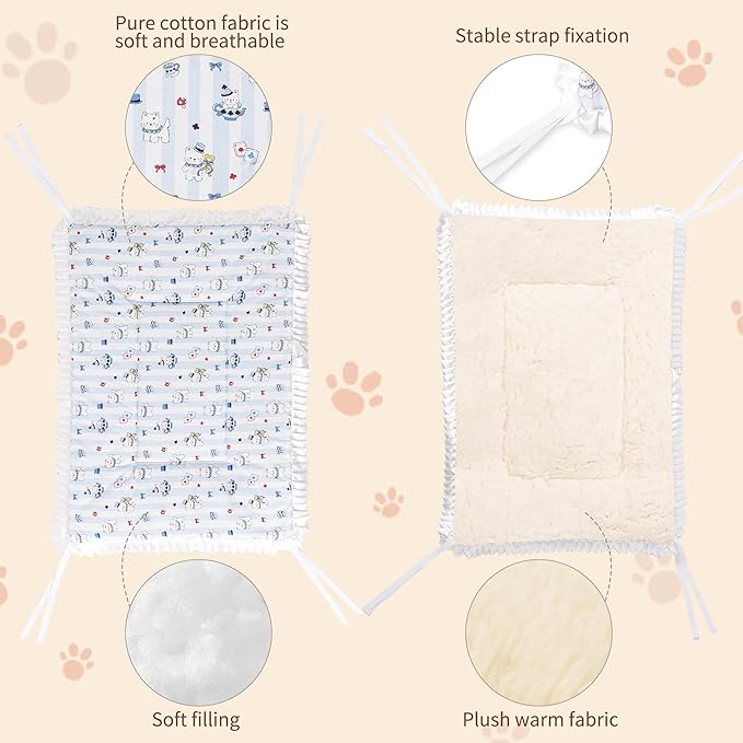 Reversible Silent Cat Bed Self Warming Pet Pad Thin Style Mat Washable Cushion Pad, Pad for Window Perch Outdoor Cat Houses, for Cats, Small Dogs, Rabbits, Non Electric,(Blue Puppy,M)