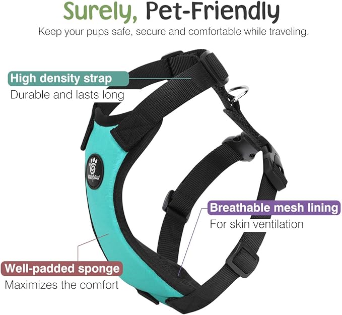 VavoPaw Dog Seat Belt, Safety Vest Dog Car Harness with Adjustable Buckle Dog Seat Belt for Vehicle Nylon Pet Safety Seat Belts Heavy Duty(XL, Blue)