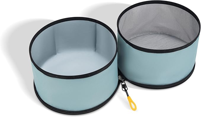 OllyDog Superbowl | Collapsible Dog Travel Bowl | 2-Compartment Food & Water | Foldable Portable Dog Dish | Hiking Camping Backpacking | Small Medium Large Dogs (St. Lucia)