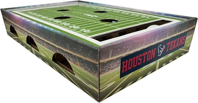 NFL Houston Texans Felt Football Field Cat Scratcher - Cat Toy with Jingle Balls for Lounge & Play