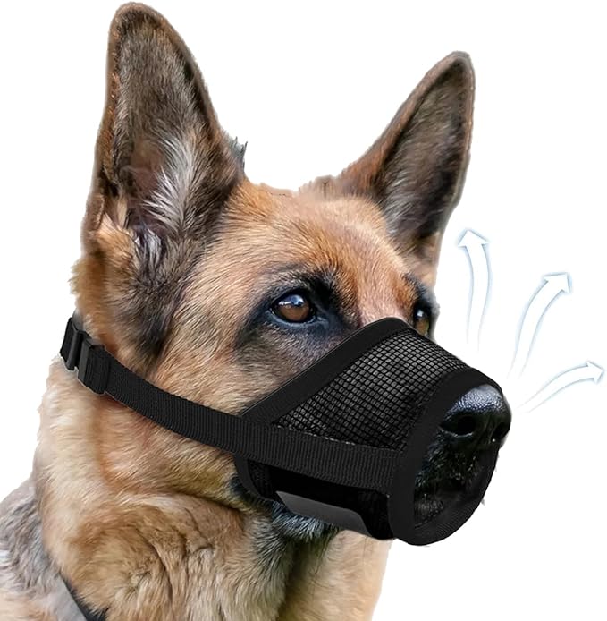 Dog Muzzle, Soft Air Mesh Muzzles for Small Sized Dogs, Breathable Dog Mussels for Scavenging Biting Licking & Barking, Adjustable Mouth Guard for Grooming, Allows Panting and Drinking (Black,S)