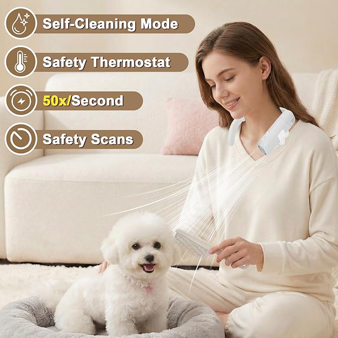 Pet Neck Dryer,110,000 RPM Brushless High-Speed Blower for Dogs and Cats,Pet Hair Dryer with 3 Speeds & 3 Temp for Grooming