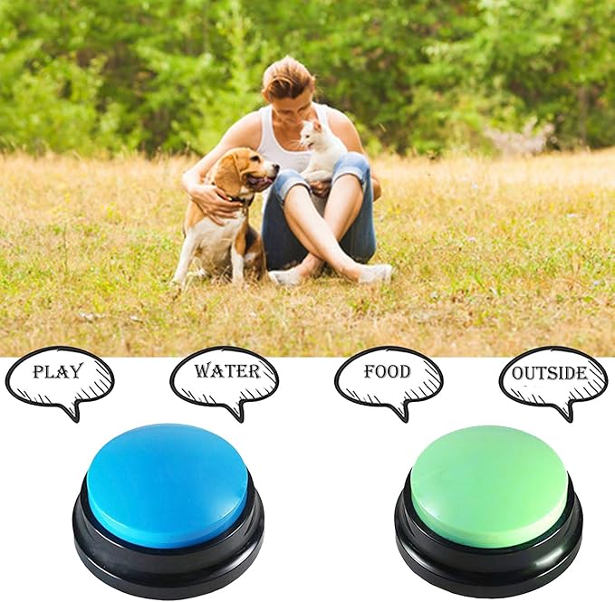 Voice Recording Button, Dog Buttons for Communication Pet Training Buzzer, 30 Second Record & Playback, Funny Gift for Study Office Home, Talking Buttons for Dogs (2 Packs)