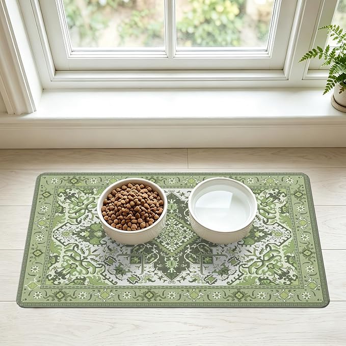 Pet Feeding Mat for Floors Waterproof Dog Mat for Food and Water Absorbent Quick Dry Non Slip mat for Cat Bowls