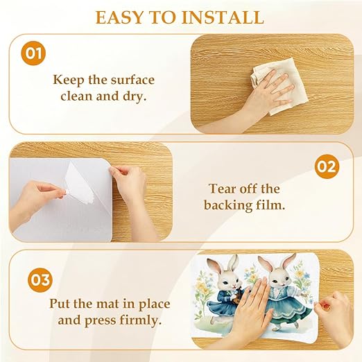 Animal Cute Rabbit Watercolor Stair Treads for Wooden Steps Indoor Washable Staircase Carpet 1PCS 30"x7.8" Stair Step Treads Non-Slip Staircase Covers Peel and Stick Safety Mat for Kids Elders Pets