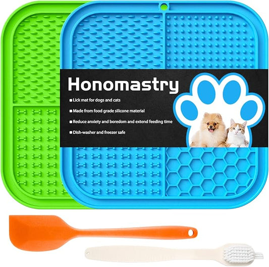 Honomastry Lick Mat for Dogs, Premium Lick Pad with Suction Cups for Dog Anxiety Relief, Slow Feeder Dog Bowls, Bathing, Grooming and Training.