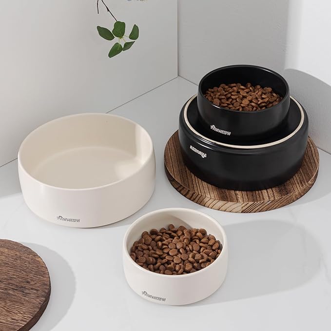 Ceramic Dog Bowl | 5.5inch Dog Bowl, Spill Proof, Non-Slip Pet Feeding Bowl for Small & Medium Breed(16 oz) (Black, 5.5-8inch)