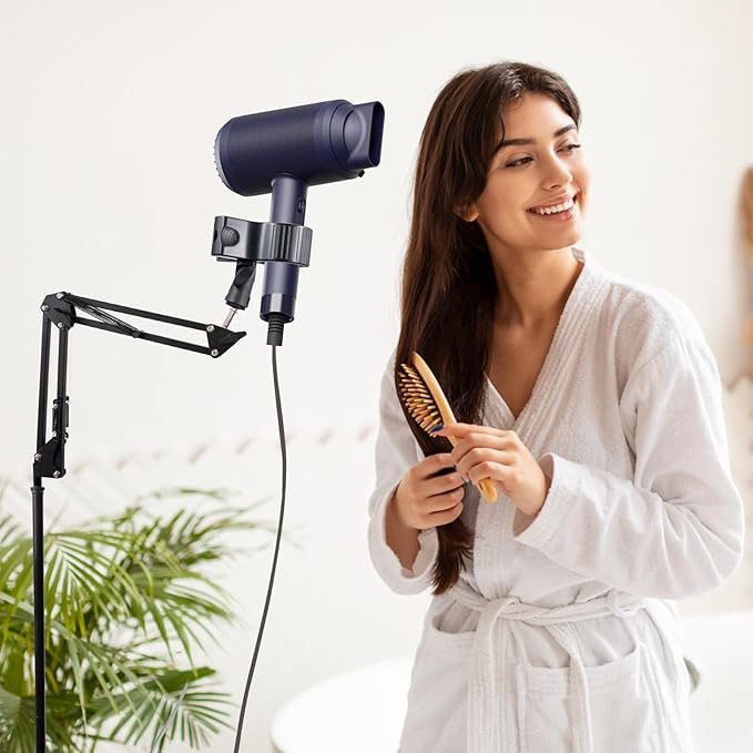 Hands Free Hair Dryer Stand, 68.9 inches/175 cm Height Adjustable 360° Rotating Blow Dryer Holder with Heavy Base, for Bathroom Vanity Makeup Room Salon
