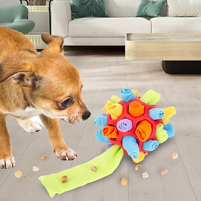 Dog Snuffle Ball Foraging Snuffle Mat Dog Puppy Treat Dispenser Slow Feeder Interactive Dog Toys Dog Puzzle Toys (Red)