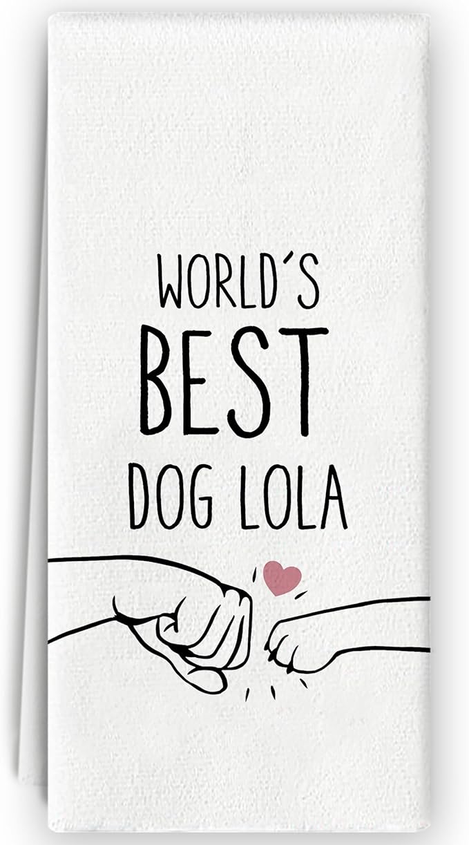 World's Best Dog Lola Kitchen Towels, Grandmother Mother Gifts, Dog Mom Gifts, Lola Hand Towels Dish Towels for Bathroom Kitchen Decorative 16x24 Inch