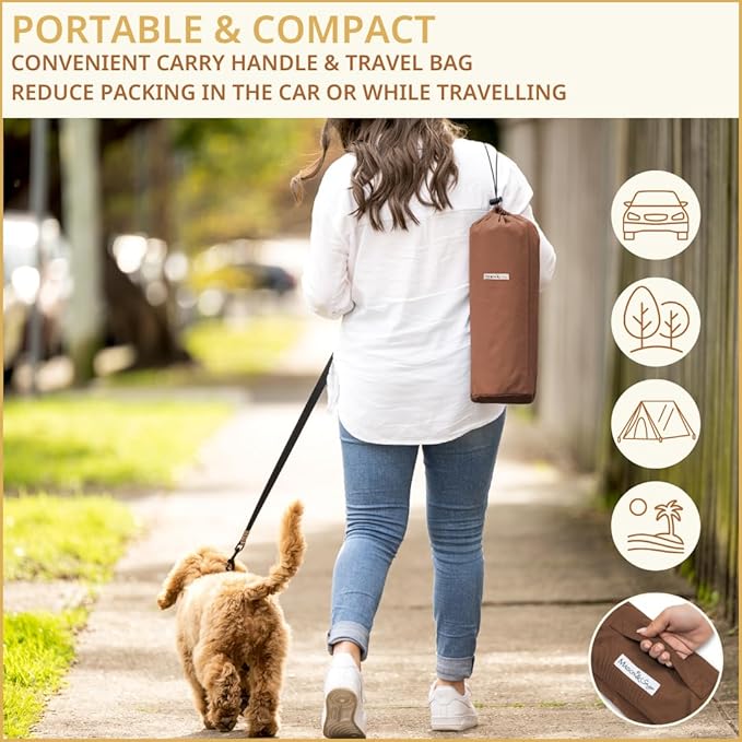 Dog Travel Mat - Portable Waterproof Foldable Dog Bed for Home, Car, Crate & Outdoor - Washable Roll Up Pet Mat for Medium & Large Dogs (39"x30") - Includes Carry Bag