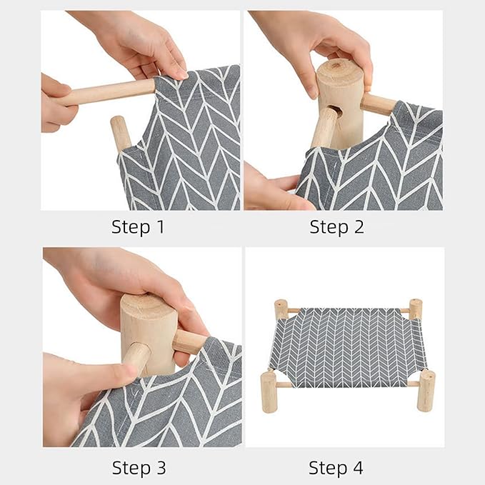 Patas Lague Cat and Dog Hammock Bed for Small Dogs, Brethable Wooden Cat Pet Rabbit Elevated Cooling Outdoor Bed Cots Furniture for Summer Arrow