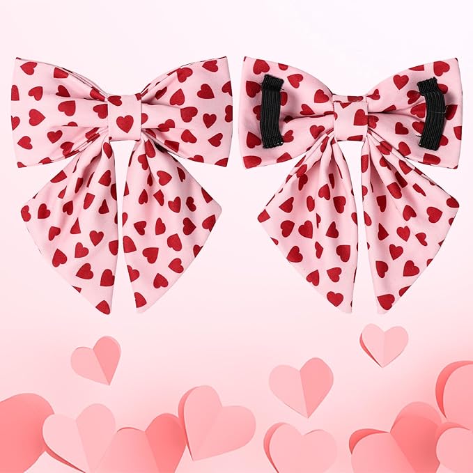 Valentine's Dog Collar & Bow Tie Set,UP URARA PUP Soft & Comfortable Pet Collar with Premium Plastic Buckle for Small, Medium, Large Dog,XL