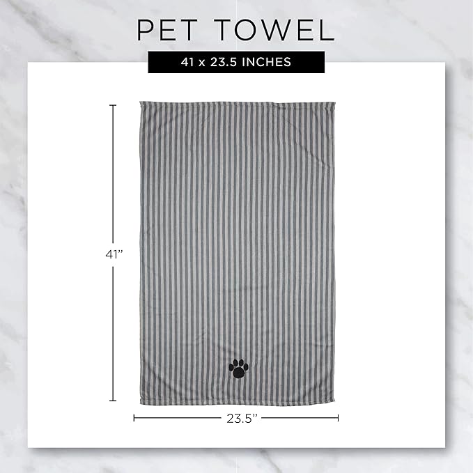 Bone Dry Pet Grooming Towel Collection Absorbent Microfiber X-Large, 41x23.5, Embroidered Green (Pack of 12)