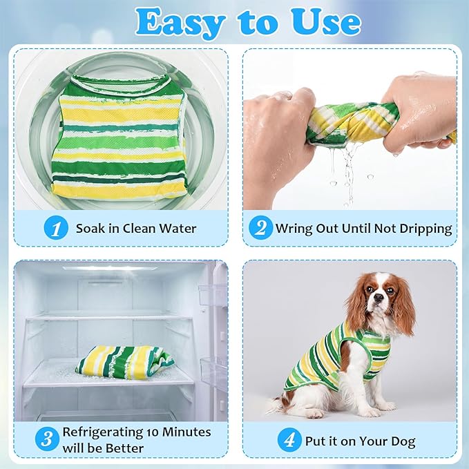 Dansydaisy 5 Pack Dog Cooling Vest, Quick Dry Dog Shirts Mesh Breathable Instant Sun Protection Cooling Vest Lightweight Summer Hawaii Beach Jacket for Outdoor Walking Hunting Hiking Clothes(XXL)