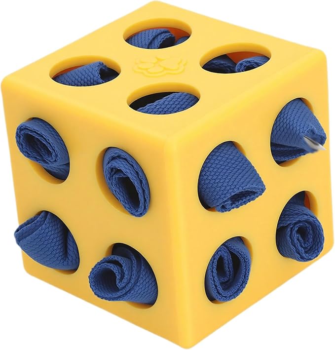 Dog Enrichment Toy Snuffle Ball Interactive Treat Dispenser Puzzle for Mental Stimulation with Slow Feeder Design for Dogs Pets (Yellow)