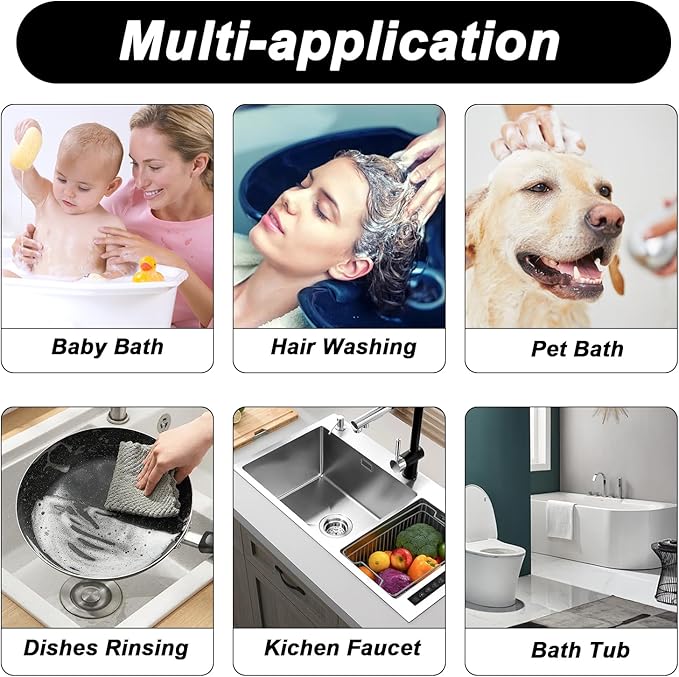 Dog shower sparyer attachment Shower Head with Silicone massage brush for pet dog bathing, Extra long 98'' Hose for Tub faucet Baby & Hair washing, pet bathing supplies
