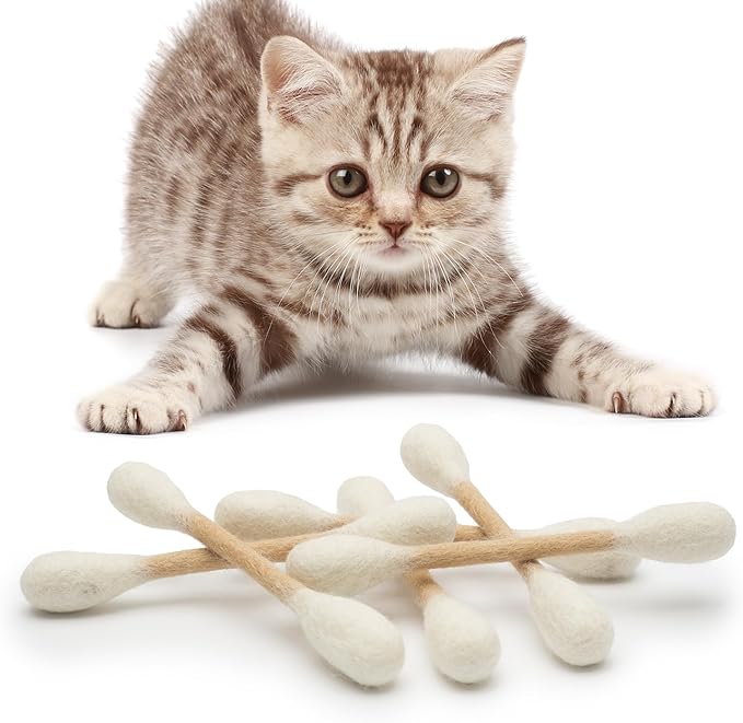 Glaciart One Swabs Cat Toys with Catnip - 6 Pk | Durable for Chew, Cute Cat Toys Interactive Kitty for Boredom, Exercise, & Play | Filled w/Organic Catnip for Anxiety & as Digestive Aid | Gift Idea