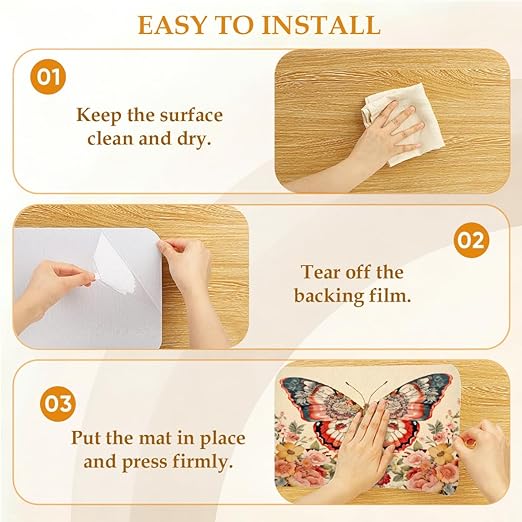 Animal Butterfly Flower Colorful Stair Treads for Wooden Steps Indoor Washable Staircase Carpet 15PCS 30"x7.8" Stair Step Treads Non-Slip Staircase Covers Peel Stick Safety Mat for Kids Elders Pets
