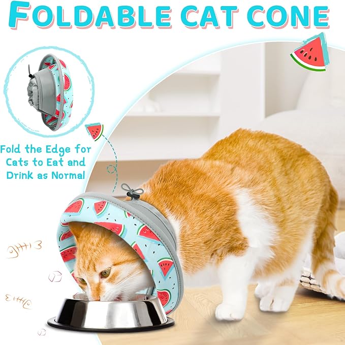 Cat Cone Collar Soft to Stop Licking, Adjustable, Foldable Lightweight Kitten Cones After Surgery Recovery for Cats & Kittens, Cat Cone Alternative, Easy Eating (Blue, S)