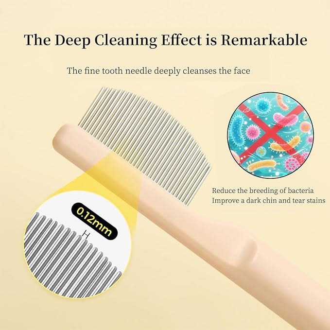 Stainless Steel Dog Eye Comb - Small Design for Pet Facial & Paw Grooming, Round-Tip Arc Teeth, ABS Handle, Puppy Flea Brush, Fit Yorkie, Shih Tzu, Maltese Maltipoo Pomeranian