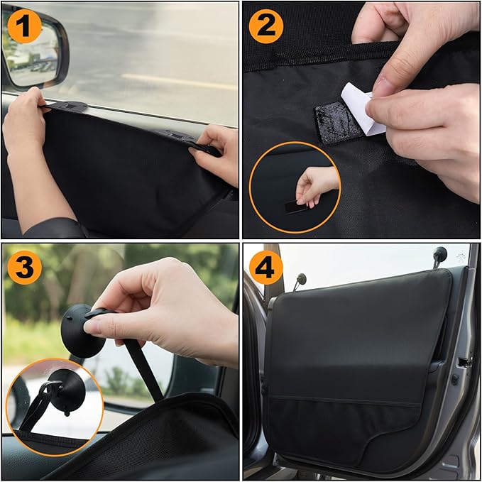 Covzoe 2 Pack Dog Car Door Protector, Waterproof Scratch-Resistant Vehicle Door Covers, Washable Pet Vehicle Door Guard, Secure Fit for Cars, Trucks, SUVs