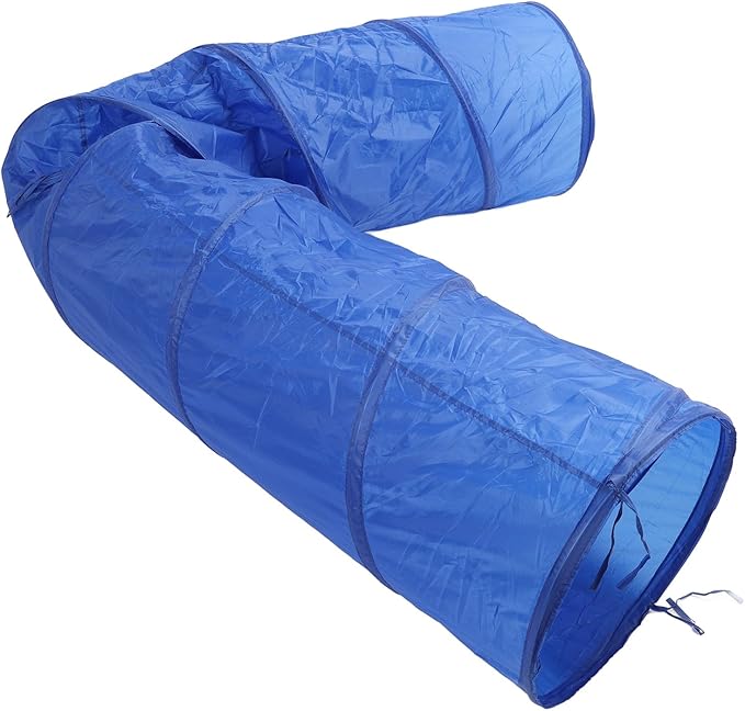 Foldable Dog Agility Tunnel for Training & Play, Sturdy Oxford Fabric, Portable with Carry Bag, 50x300cm Blue Pet Exercise Tunnel