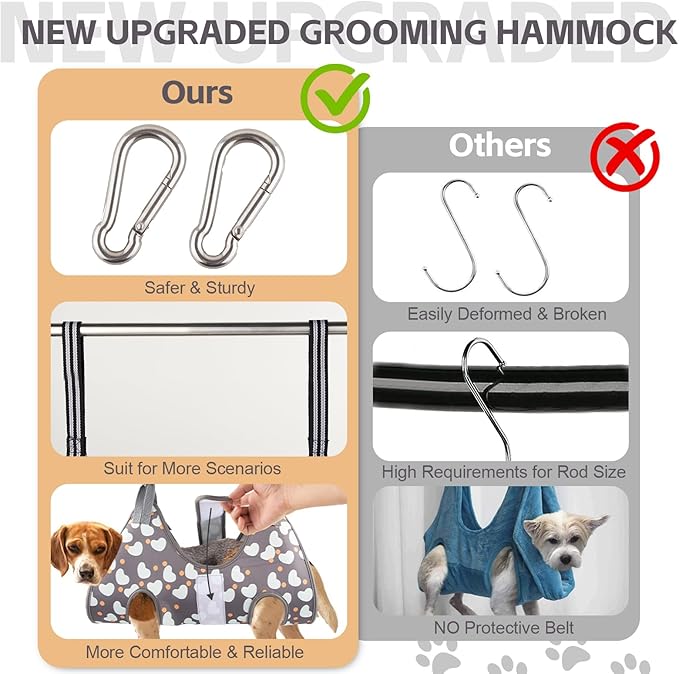 ATESON Dog Grooming Hammock for Medium/Large Dogs with Nail Clippers/Nail Trimmers, Dog Grooming Harness for Nail Trimming, Pet Grooming Sling Helper