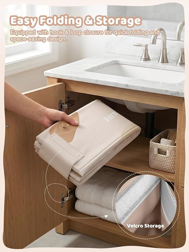 Collapsible Pet Bathtub with Side Drain Plug,Easy Hanging, Foldable Portable Tub for Dogs Bath, Non-Slip Rigid Waterproof Dog Bath Tub for Home, for Small Dogs, Medium Dogs & Cats (Apricot2)
