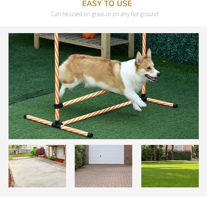 anwickjeff 6 Piece Dog Agility Training Equipment with Hurdle Bag and Whistle,Obstacle Course for Dogs Agility Hurdles Backyard Exercise Competitive (Orange, 6 Piece)