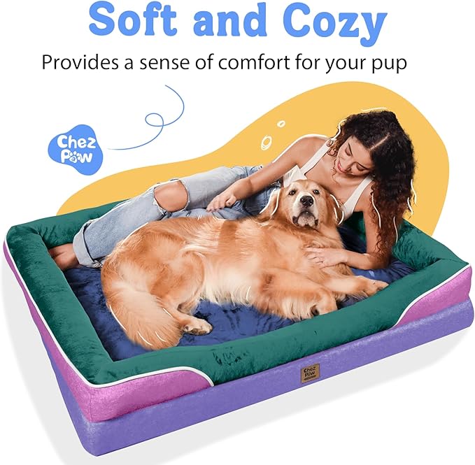 Chez Paw Orthopedic Extra Large Dog Bed - XXL Washable Giant Pet Couch Sofa with Removable Cover Waterproof Bolster for Large Size Dogs, 45x35