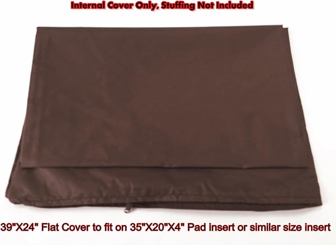 Dogbed4less 2 Pack Internal Duvet Case Waterproof Zipper Dog Bed Cover for Small Medium 35"x20"X4" Memory Foam Pad Pet Bed - 39"X24" Flat