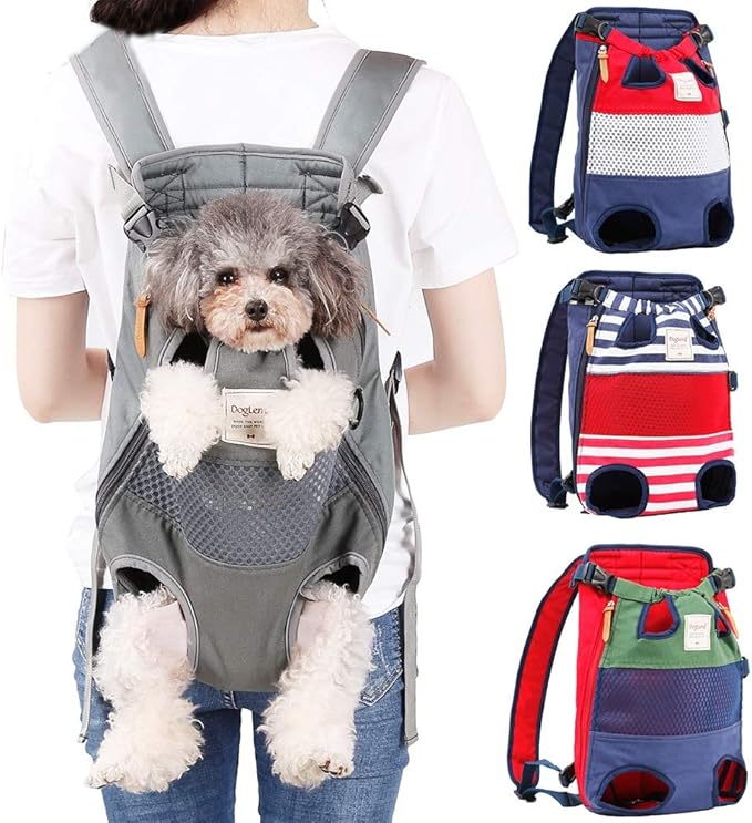 Dog Backpack Carrier Small Dog Backpack, Pet Dog Front Backpack Legs Out Chest Carrier for Small Dogs, Cat Backpack Carrier Dogs Travel Back Pack Hands-Free Hiking Bike Motorcycle (Size:11–19 lbs)