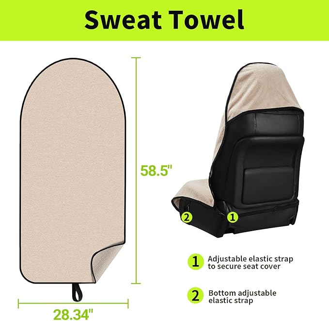 Leader Accessories Towel Waterproof Car Seat Cover Beige for Trucks SUV Seats Fitness Athletes Pets Gym and Water Sport
