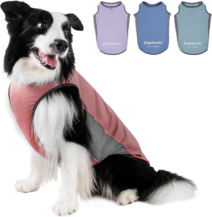 Dog Shirt, Cooling Vest Lightweight Breathable, Dog T-Shirts All-Season UV Protection Pet Clothes Quick Dry Soft Stretchy Pet Shirt Vest for Small Medium Large Dogs (Brier Rose 1PC, Small)