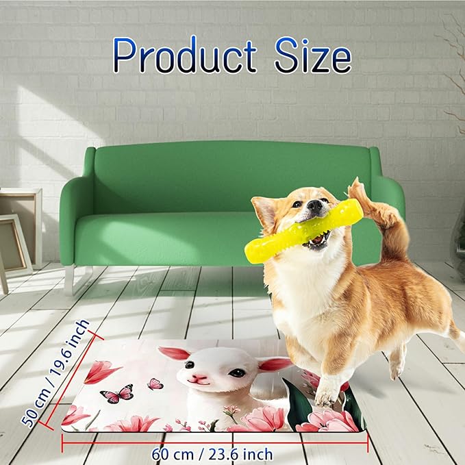 Dog Food Mat, 19.6" x 23.6" Absorbent Pet Feeding Mat for Food and Water, Waterproof Diatom Mud Pet Placemat with Non-Slip Rubber Backing, Easy Clean Cat Bowl Mat for Floors - Flower Aries