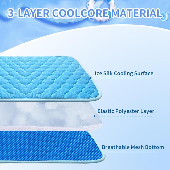 Dog Cooling Mat Self Cool Pad Blue